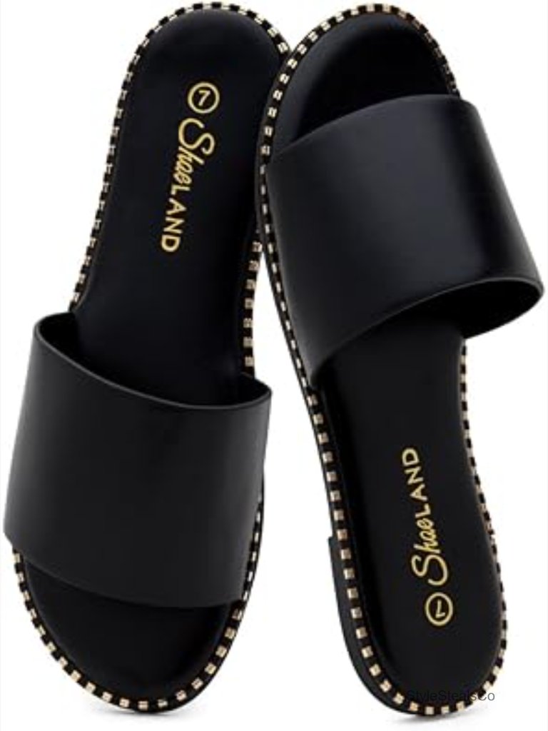 Flat Sandals With Cushioned Footbed Slip-On Slides For Women